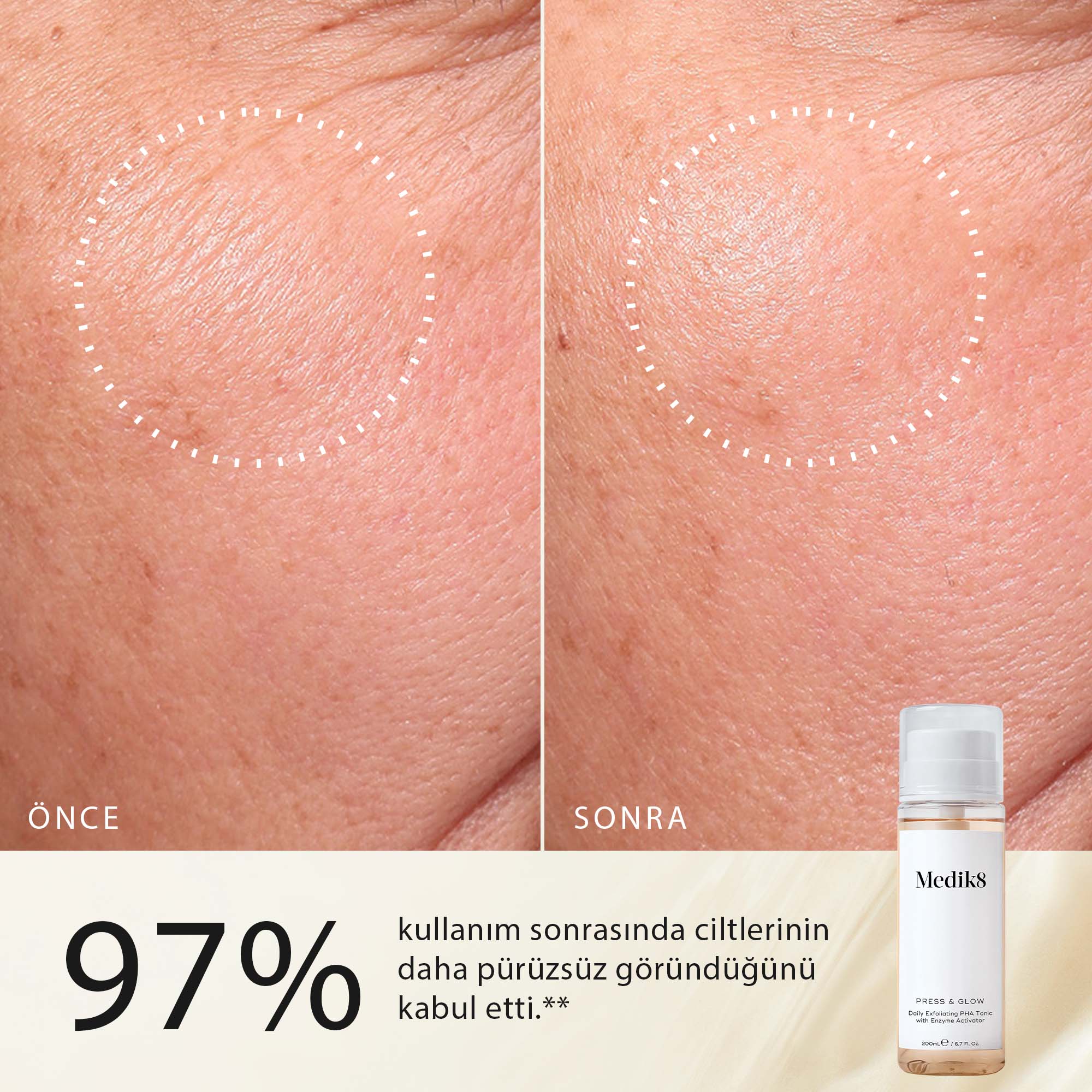 Press & Glow™ | Peeling etkili PHA asit toniği – Medik8