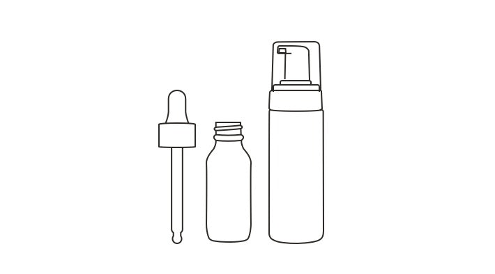 Cam veya plastik şişelerden pompaları ve pipetleri çıkarın.